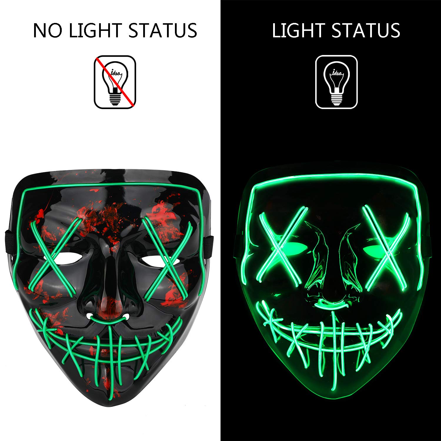 Buy Poptrend Halloween Mask LED Light up Masks for Festival Cosplay ...