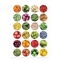 Hygloss Products Fruits & Veggies Stickers - Great for Learning About Nutrition - Perfect for Arts, Crafts, Classroom & Much More - 1” Round Self-Adhesive Stickers - 24 Stickers per Sheet - 20 Sheets