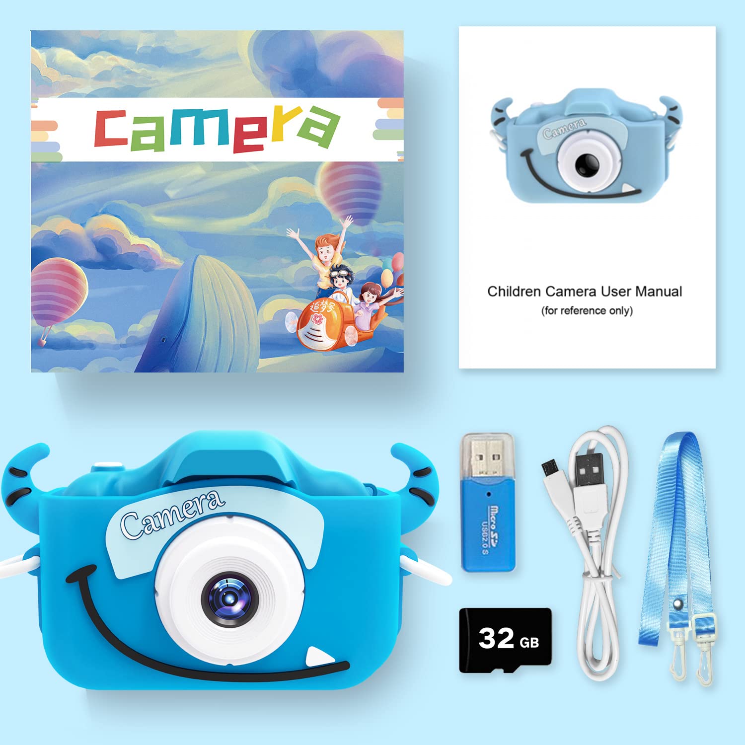 Goopow Kids Camera Toys for 6-12 Year Old Girls and Boys,Children Digital Video Camcorder Camera with Cartoon Soft Cover, Best Christmas Birthday Festival Gift for Kids - 32G SD Card Included