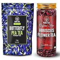 BLUE TEA - Combo Pack - Butterfly Pea Flower (0.35 Oz) + Hibiscus Flower (1.76 Oz) || HERBAL TEA - Caffeine Free - Gluten Free - Non-GMO - Eco-Conscious Packaging |