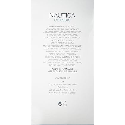 Nautica Classic Eau de Toilette for Men - Citrusy and Earthy Scent - Aromatic Notes of Bergamot, Jasmine, and Musk - Great for Everyday Wear - 3.4 Fl Oz