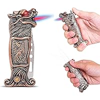 Jet Torch Lighter, Windproof Lighter Tiger Cool Design for Gift, Exquisite Packaging, Refillable Butane Lighters,Suitable for Festival,Birthday, Candle, Gifts for Men (Dragon)