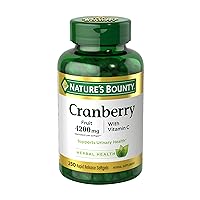 Nature’s Bounty Cranberry 4200mg With Vitamin C, Urinary Health & Immune Support, Cranberry Concentrate, 250 Rapid Release Softgels
