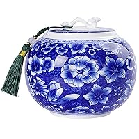 Ceramic Jars,Tea Jar,Chinese Style Storage Jars,Tea Storage Jar with Airtight Lid Ceramic Tea Canister Blue and White Ginger Jar Chinoiserie Flower Jar for Home Decor Jars