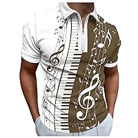 Golf Polo Shirt for Men Casual Short Sleeve Zipper Polo Shirts Holiday 3D Print Summer Beach Slim Fit Fashion Lapel Tops