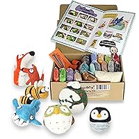 Woolbuddy Needle Felting Kit Beginner, Starter, Felting Kit for Beginners Adult, Kids, 6 Cute Felting Animals, Felting Supplies Included Felting Needles, Felting Pad, Felting Wool, and Instruction