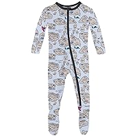 KicKee Footie with 2 Way Zipper in Celebration Prints, One-Piece Boy or Girl Baby Clothes