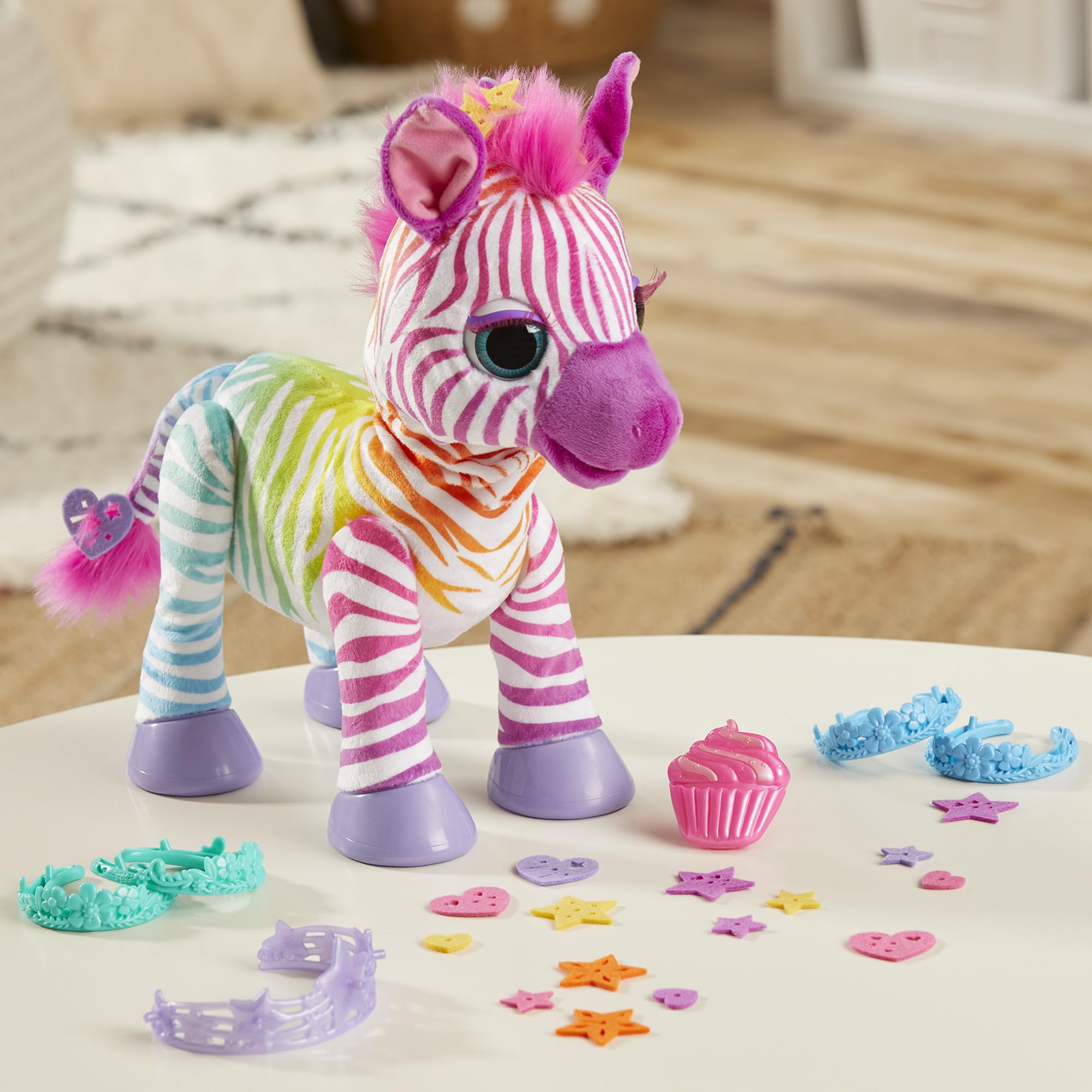 FurReal Zenya My Rainbow Zebra, Zebra Toy, 14-Inch Electronic Pets, 80+ Sounds & Reactions, 20 Styling Accessories, Interactive Toys for 4 Year Old Girls and Boys and Up (Amazon Exclusive)