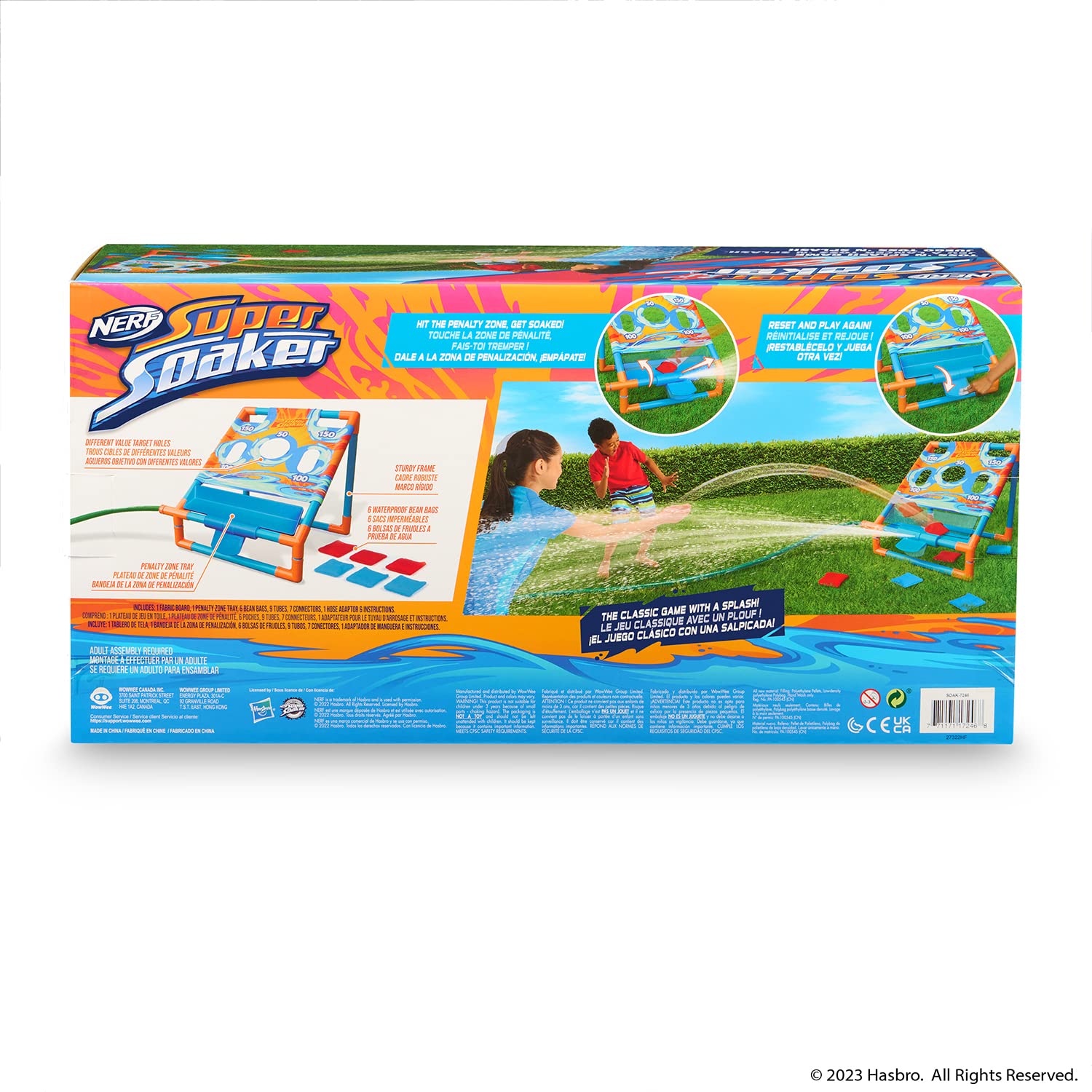 NERF Super Soaker Toss ‘N Splash Cornhole Set – Bean Bag Toss Game for Kids with a Splashtastic Water Twist for Outdoor Fun