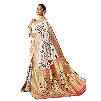 Indian Wedding Traditional Sari Pure Paithani silk Minakari Weaving Saree Blouse EA260