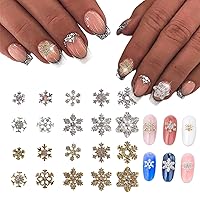 Christmas Nail Charms Supply 20pcs Gold Silver Mix Snowflake Nail Art Charms with Diamond Design Winter Xmas Snowflakes Nail Jewelry for Women Girls DIY Manicure Tips Christmas Nails Decoration