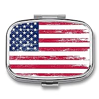 Pill Case American Flag 2 Compartments Portable Pill Box Travel Pill Organizer