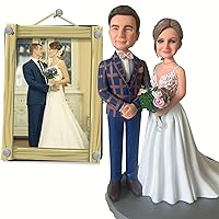 Custom Couple Bobblehead Figures Personalized from Picture for Adults, Fully Handmade Customized 2 Person Bobble Head Figurines for Wedding Engagement Gift