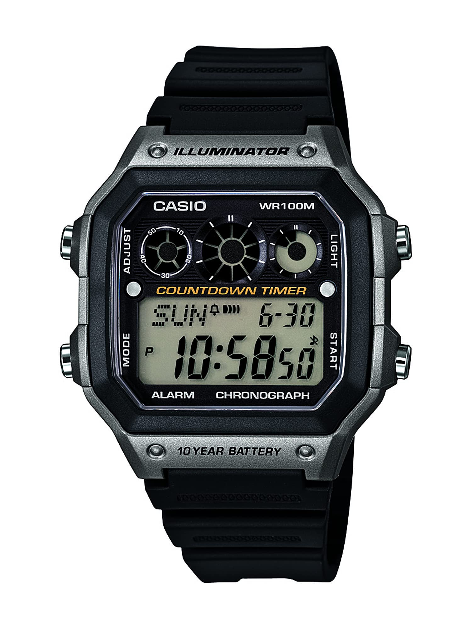 Casio Men's AE-1300WH-8AVCF Illuminator Digital Display Quartz Black Watch