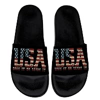 American Flag Sandals for Women Men USA Flag Slides Slippers Shower Beach Slide Sandal Patriotic House Shoes Gifts for Boy Girl