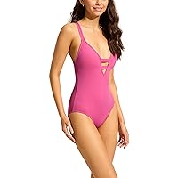 Seafolly Women's Active Deep V Plunge Maillot One Piece Swimsuit