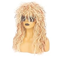 80s Costumes Mullet Wigs for Men and Women Long Curly Punk Heavy Metal 80s Rock Wig Halloween Costume Party Wigs Blonde Reddish