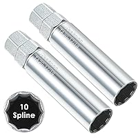 Feekoon 10 Spline Lug Nut Key Replacement for TA20-17/19, Compatible with Bimecc 10-Spline Lug Nut and Lug Bolts, Passenger w/ 17MM and 19MM Hex Drive, Steel (Silver,2 Pack)