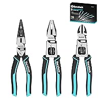 DURATECH 3PCS Pliers Set, Large 6 in 1 Multifunctional Wire Stripper Crimper Cutter, 8.5