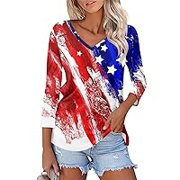 Womens Tops American Flag Shirts for Women 4th of July T-Shirt Print Patriotic Shirt Tees Top