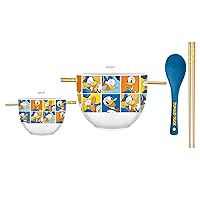 Silver Buffalo Disney Donald Duck Expressions Ceramic Ramen Noodle Rice Bowl with Chopsticks and Spoon, Microwave Safe, 20 Ounces