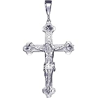 Huge Heavy Sterling Silver Crucifix Cross Pendant Necklace 3.6 Inches 21 Grams