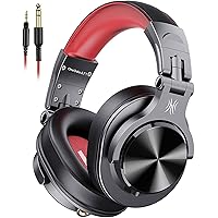 OneOdio A71 Hi-Res Studio Recording Headphones - Wired Over Ear Headphones with SharePort, Professional Monitoring & Mixing Foldable Headphones with Stereo Sound (Red)