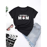 Women's Tops 1pc Baseball & Letter Graphic Tee Sexy Tops for Women