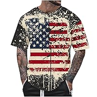 American Flag Tee Tops for Men 4th of July T-Shirts Summer Casual Short Sleeve Crewneck Plus Size Patriotic Shirts