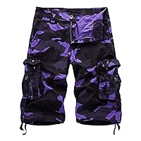 Men's Outdoor Camo Cargo Shorts Lightweight Multi Pocket Military Short Loose Fit Hiking Cotton Short Pants