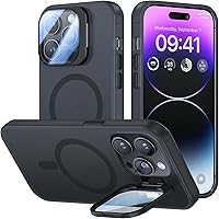 ONNAT-Shockproop Case for iPhone 15/15 Pro/15 Plus/15 Pro Max with Camera Lens Protector Multi-Color Translucent Matte Cover Wear-Resistant Supports Magnetic Wireless Charging (Black,15 Pro)