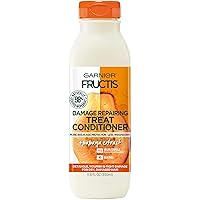 Fructis Damage Repairing Treat Conditioner, 98% Naturally Derived Ingredients, Papaya, Nourish Dry Damaged Hair, 11.8 Fl Oz