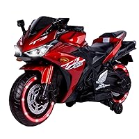 12V Kids Ride On Motorcycle, Electric Motorcycle Ride On Toy w/Training Wheels, Spring Suspension, LED Lights, Sounds & Music, USB,MP3,1.8-3.2 MPH Speed,Gift for Children Boys Girls,66LBS (Red)