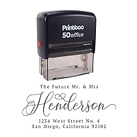 Printtoo Personalized Black Self Inking Address Stamp Custom Future Mr Mrs Rubber Stamper-68 x 30 mm