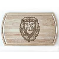 Regal Lion Glasses Engraved Cutting Board – Father's Day Gift with a Royal Touch