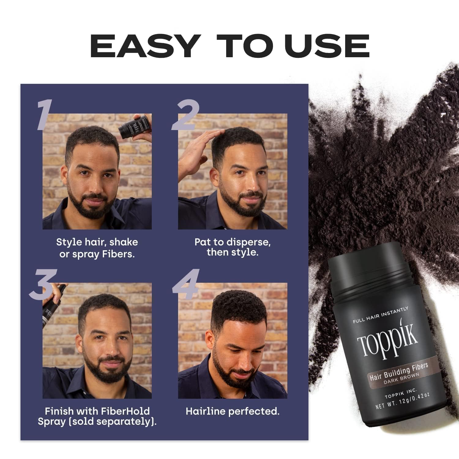 Toppik Hair Building Fibers, 12g Fill In Fine or Thinning Hair Instantly Thicker, Fuller Looking Hair 9 Shades for Men & Women