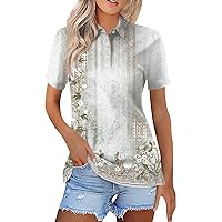 Tunic Surf Fashion Shirt Teen Girls Short Sleeve Independence Day Printed V Neck Polo Woman Slim Fits Cotton White S