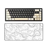 YUNZII AL66 Wireless Mechanical Keyboard(Milk Switch, Black) Keynovo Gaming Mouse Pad(35.4'' x 15.7'', White Topographic)
