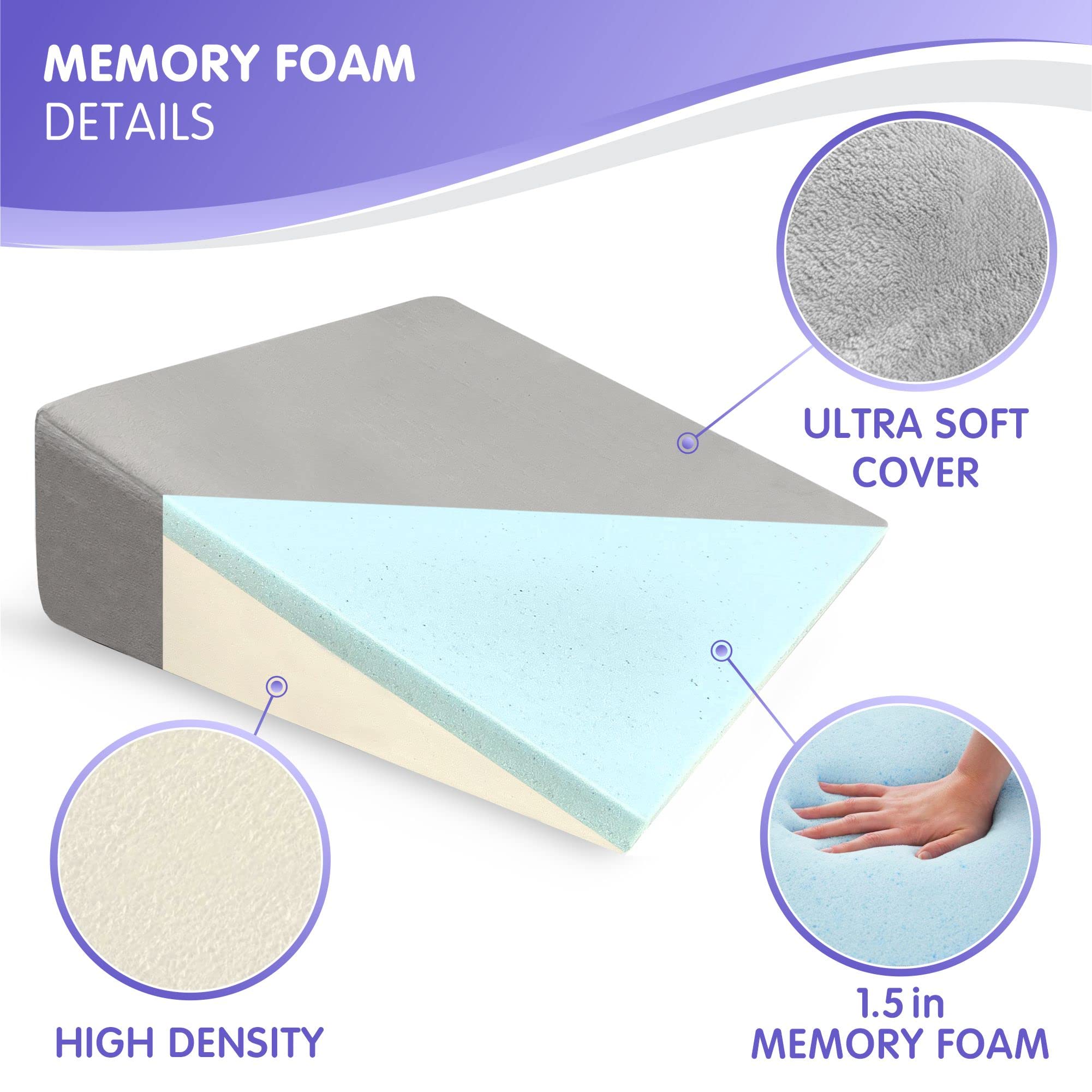 Bed Wedge Pillow Cooling Memory Foam Top –8