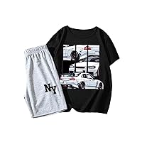 SOLY HUX Boy's 2 Piece Outfits Short Sleeve Letter Graphic Tees T Shirt and Shorts Set Clothing Sets