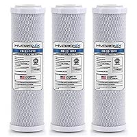 Hydronix HX-CB-25-1010/3 Reverse Osmosis & Drinking NSF Coconut Carbon Block Water Filter 2.5 x 10, 10 Micron-3 Pack, 3 Count (Pack of 1), White