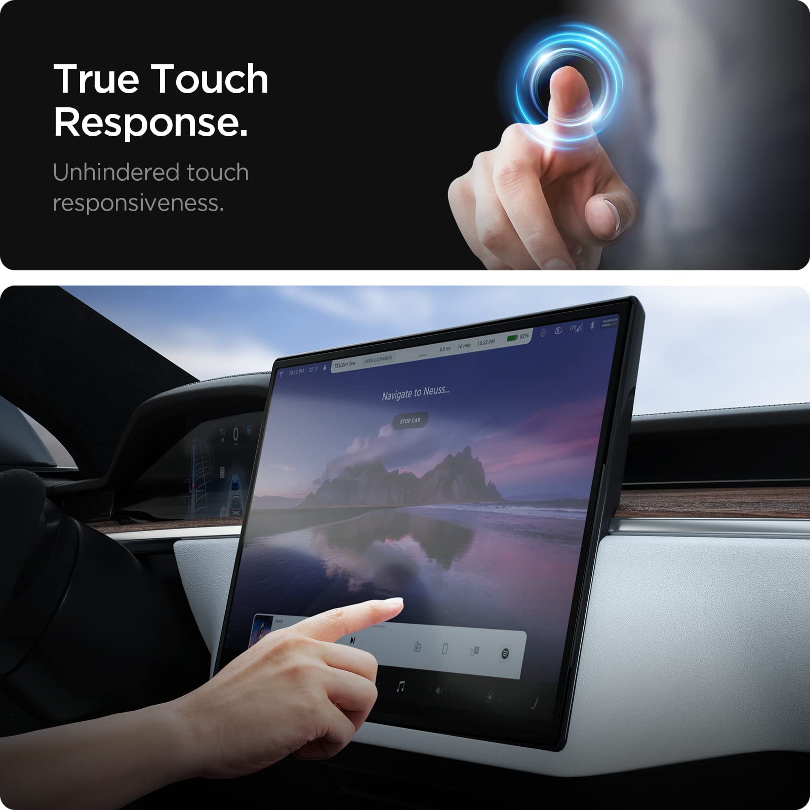 Spigen Tempered Glass Screen Protector [GlasTR EZ FIT] Designed for 2023/2022/2021 Tesla Refreshed Model S/X Dashboard Touchscreen - Matte/Anti Fingerprint