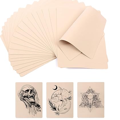 Hxqicai Fake Skin for Tattoo, Blank Tattoo Practice Skins 20 PC, Practice Tattoo Skin Tattoo Supplies for Beginners and Experienced Tattoo Artists 8x6 Inch