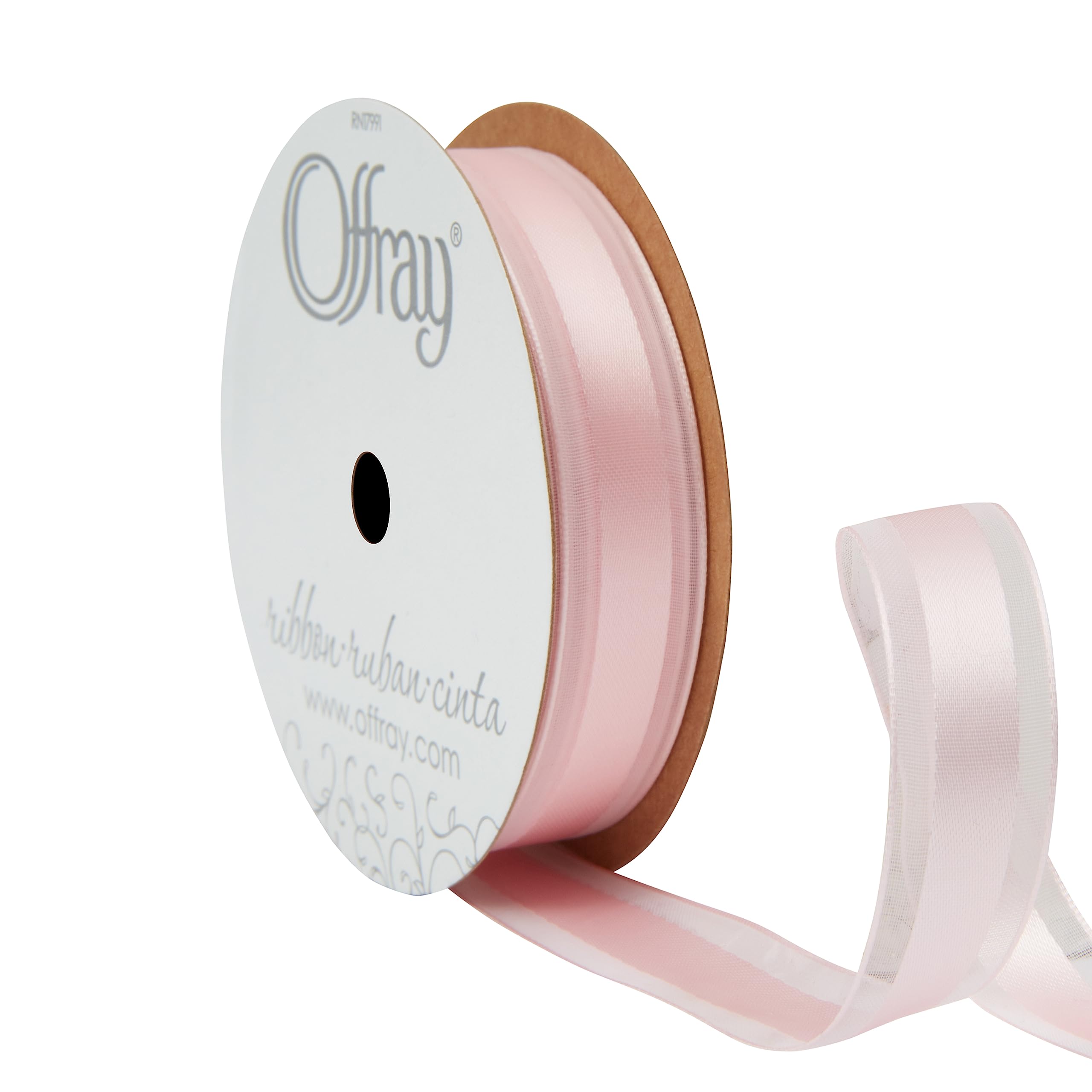 CSS Industries, Inc. Sheer Edge Satin Decorative Ribbon, 9-Foot Spool, Pink