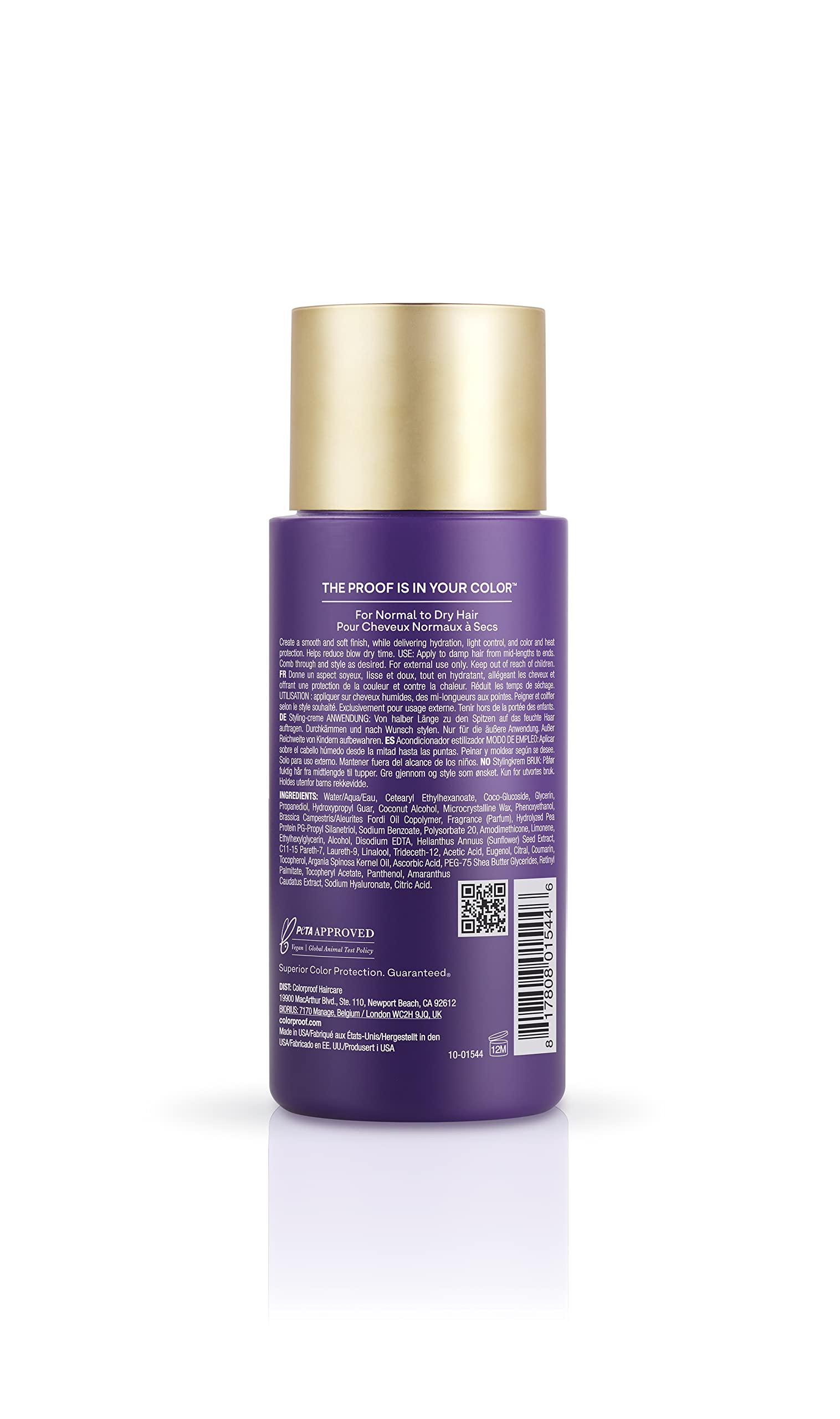 Colorproof Moisture Styling Crème 6.7oz - Leave-in Treatment For Dry, Color-Treated Hair, Smooths & Softens, Sulfate-Free, Vegan