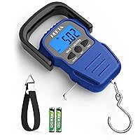 Fish Scale with Backlit LCD Display, Up to 110lb/50kg Digital Portable Hanging Fish Weight Scale with Hook & Measuring Tape for Home, Farm, Outdoor, Hunting, Fishing, 2 AAA Batteries Included