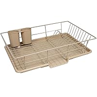 Sweet Home Collection 3 Piece Dish Drainer Rack Set with Drying Board and Utensil Holder, 17 x 12 x 4