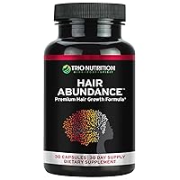 Trio Nutrition Biotin Hair Abundance | Hair Growth Vitamins for Stronger Hair, Skin & Nails | Biotin 10000mcg | Boosted with Essential Minerals Collagen & Keratin | Hair Supplement | 30 Day Supply