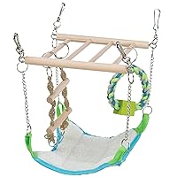 TRIXIE Small Animal Suspension Bridge with Hammock, Rope Ladder, and Ring, Cage Accessory for Ferrets, Rats