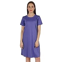 Solid Casual Summer T-Shirt Dress for Women’s Loose Fit Short Sleeve Tunic Sleep Dress
